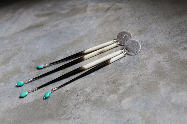 Porcupine Quill & Turquoise Earrings